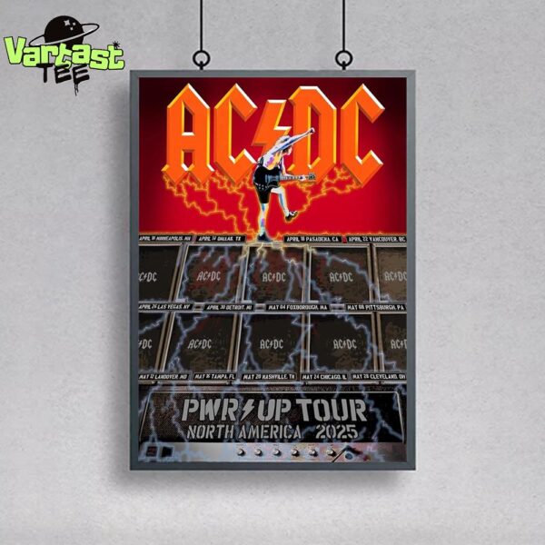 AC DC Amps PWR UP Tour North America 2025 Wall Decor Poster Canvas