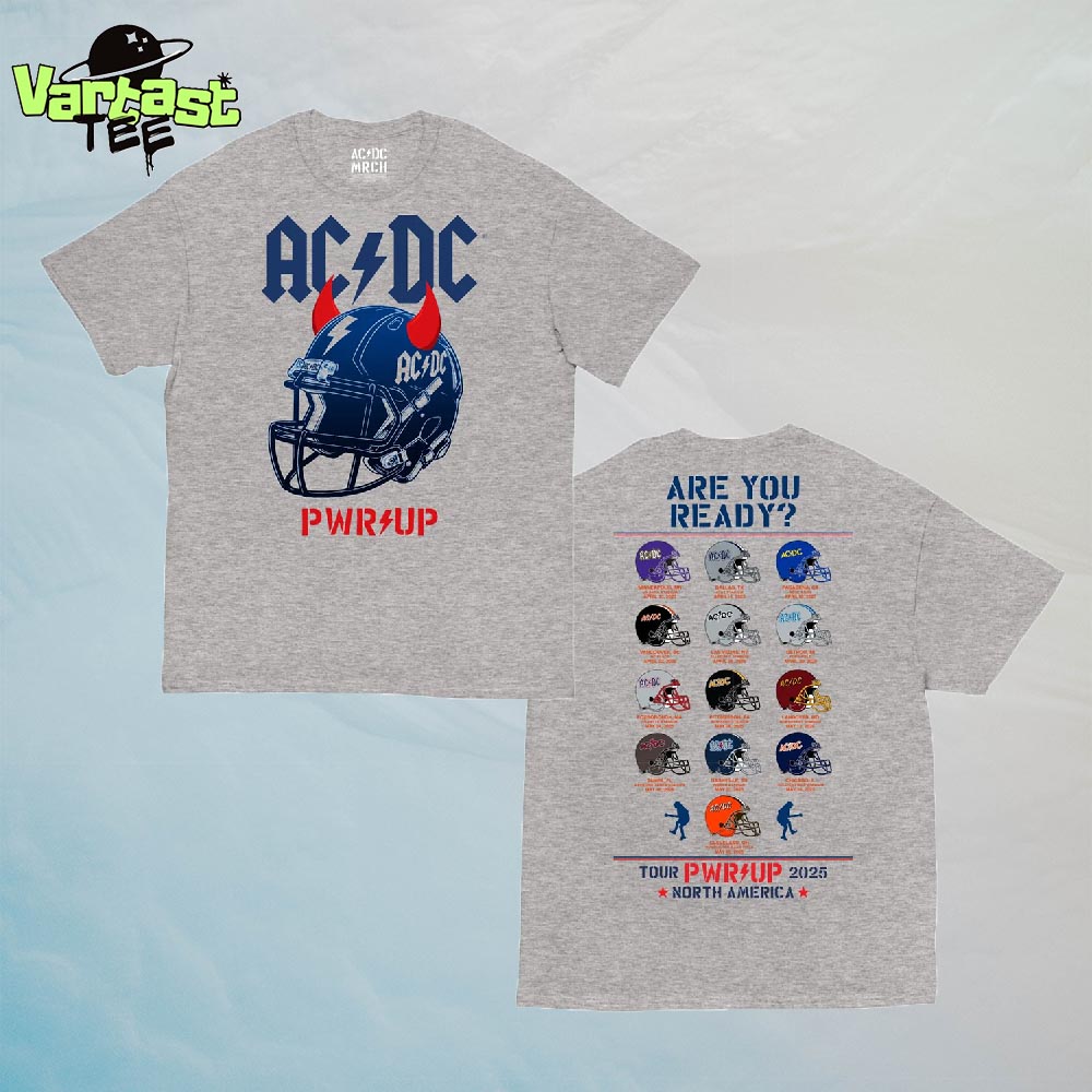 AC DC PWR UP World Tour 2025 Team Helmets Graphic Two Sided Unisex T-Shirt AC DC PWR UP World Tour 2025 Team Helmets Graphic Two Sided Unisex T-Shirt