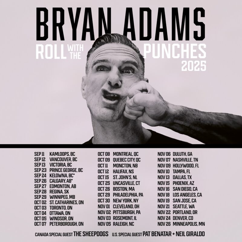 Bryan Adams Roll With The Punches 2025 Tour Hit 40 Cities Across North America Starting September