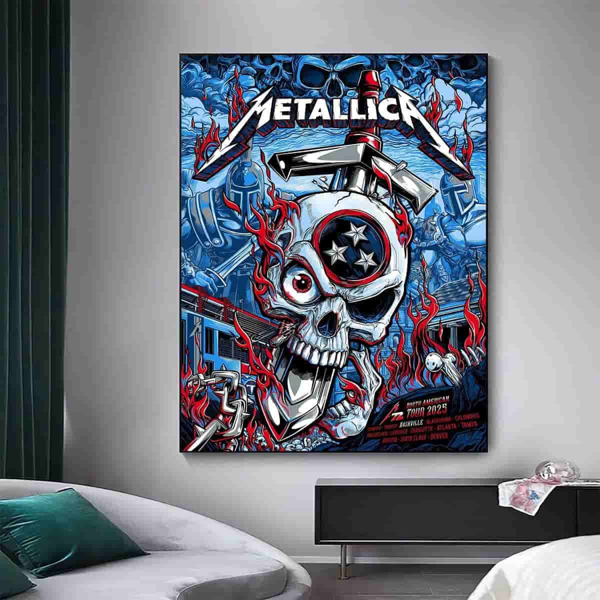 Metallica M72 North American Tour 2025 Event Poster At Pop Up Store Nashville On April 30th And May 3rd Home Decor Poster Canvas Metallica M72 North American Tour 2025 Event Poster At Pop Up Store Nashville On April 30th And May 3rd Home Decor Poster Canvas