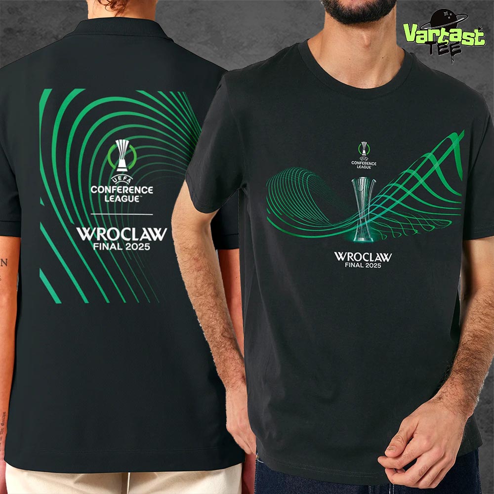 2025 UEFA Europa Conference League Final With The Official Wroclaw 25 Event Two Sided Classic T-Shirt 2025 UEFA Europa Conference League Final With The Official Wroclaw 25 Event Two Sided Classic T-Shirt
