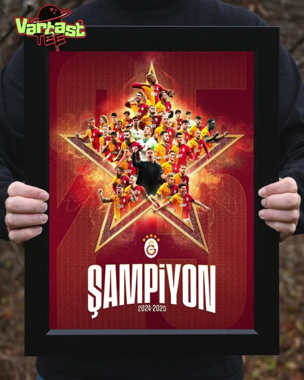 5 Yıldızlı Şampiyon Galatasaray 2024-2025 Süper Lig Champion Home Decor Poster Canvas