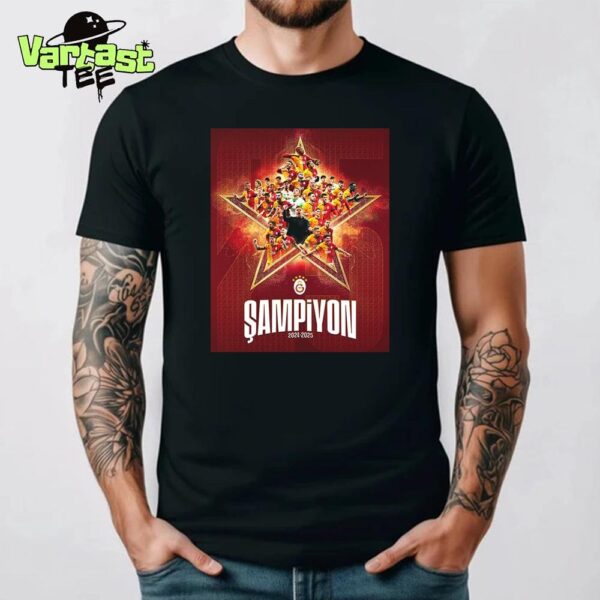 5 Yıldızlı Şampiyon Galatasaray 2024-2025 Süper Lig Champion Unisex T-Shirt