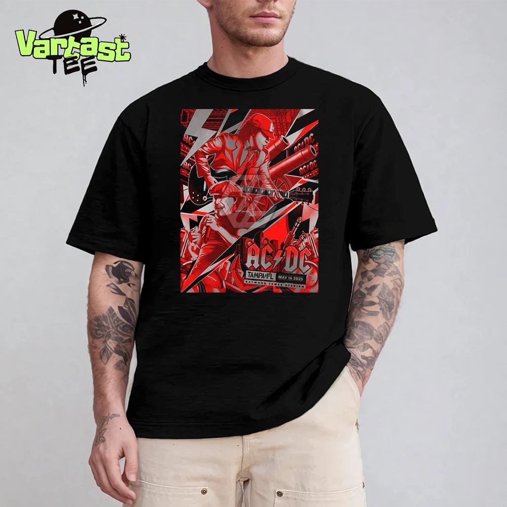 ACDC PWR Up Tour 2025 Concert Poster At Raymond James Stadium Tampa FL US On May 16th 2025 Unisex T-Shirt ACDC PWR Up Tour 2025 Concert Poster At Raymond James Stadium Tampa FL US On May 16th 2025 Unisex T-Shirt