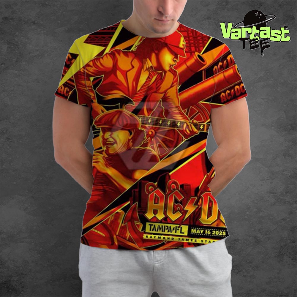 ACDC Tonight's Concert Poster At Raymond James Stadium Tampa FL On May 16th 2025 Art By Wildner Lima All Over Print Shirt ACDC Tonight's Concert Poster At Raymond James Stadium Tampa FL On May 16th 2025 Art By Wildner Lima All Over Print Shirt