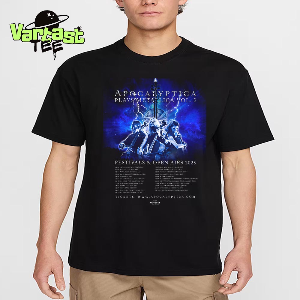 Apocalyptica Plays Metallica Vol 2 Festivals And Open Airs 2025 Shows Unisex T-Shirt Apocalyptica Plays Metallica Vol 2 Festivals And Open Airs 2025 Shows Unisex T-Shirt
