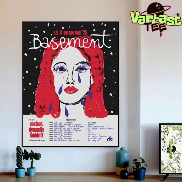 Basement UK And Europe Tour 2025 With Anxious Dynamite And Midrift Dates List On September Home Decor Wall Art Poster Canvas