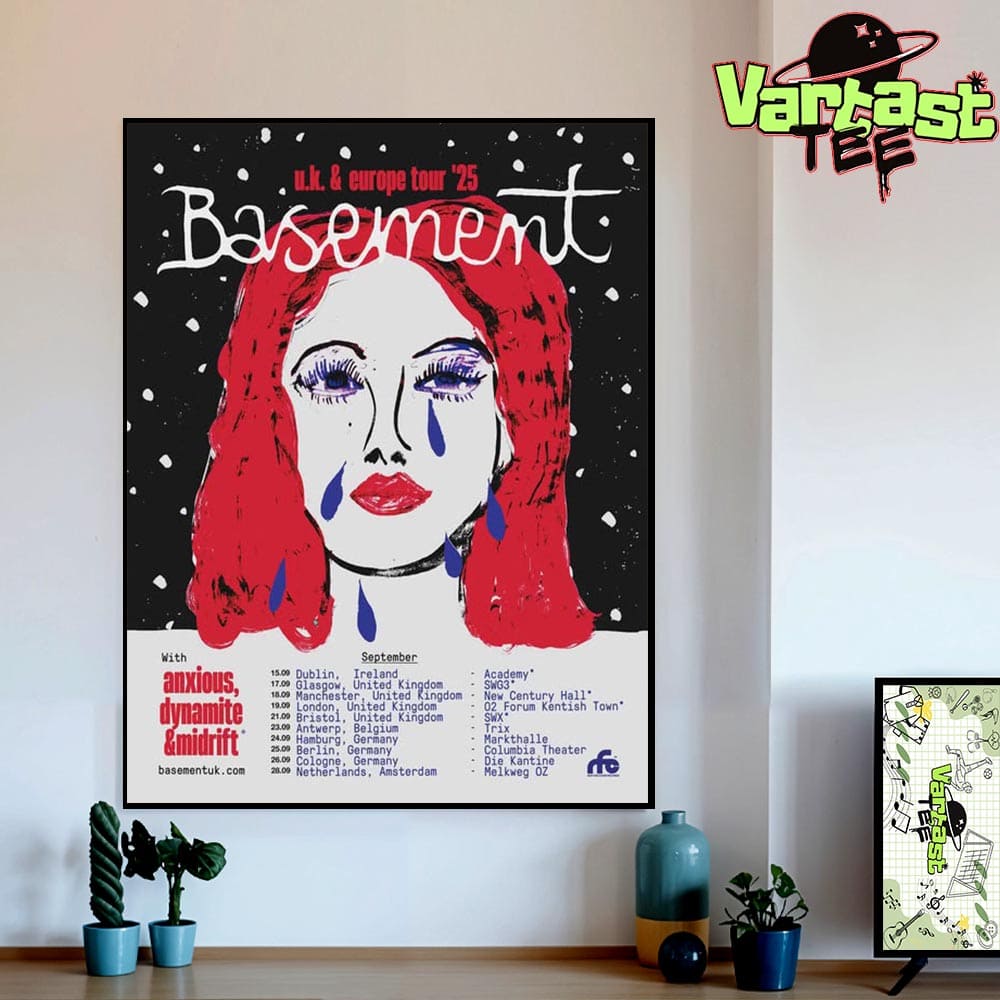 Basement UK And Europe Tour 2025 With Anxious Dynamite And Midrift Dates List On September Home Decor Wall Art Poster Canvas Basement UK And Europe Tour 2025 With Anxious Dynamite And Midrift Dates List On September Home Decor Wall Art Poster Canvas