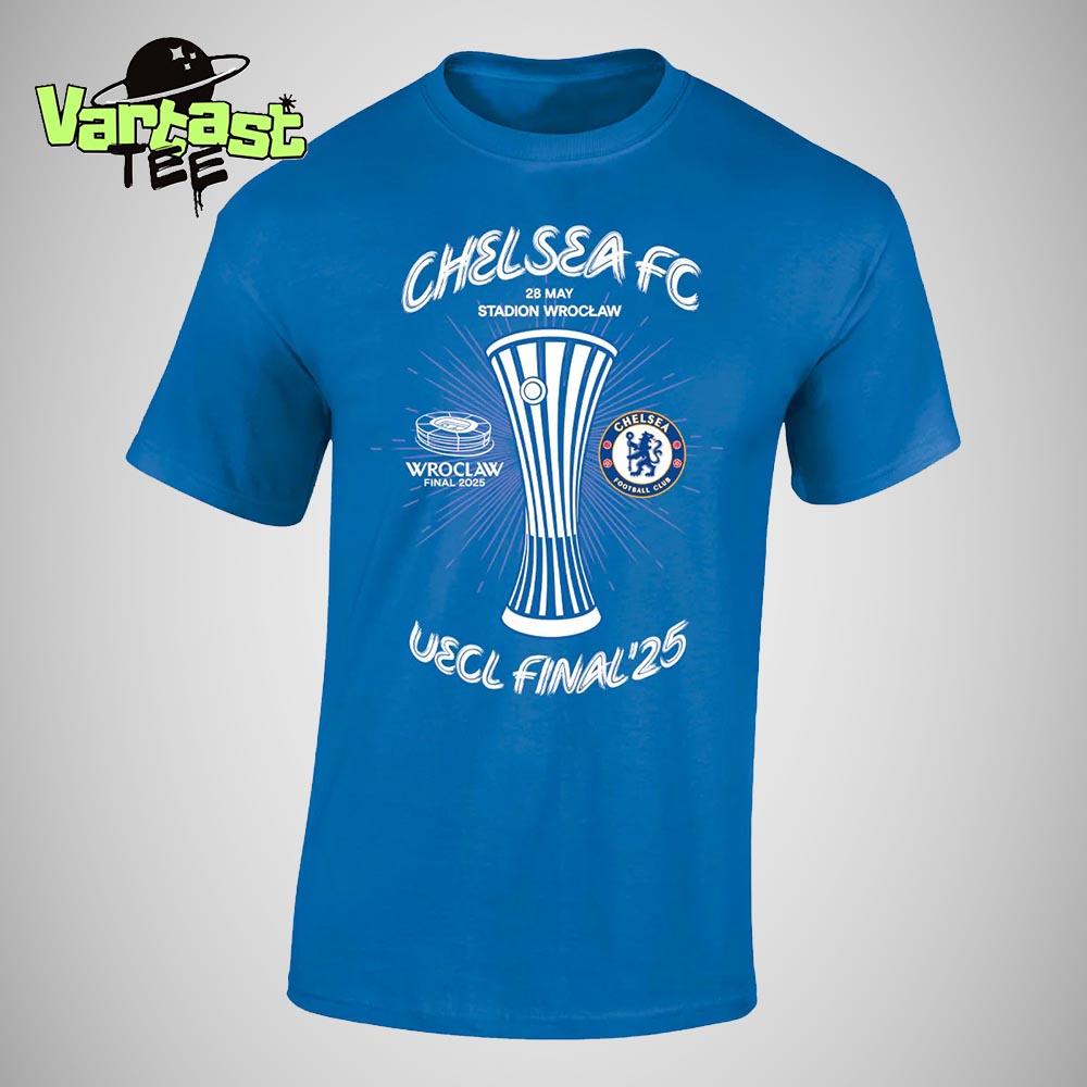 Chelsea FC UEFA Conference League UECL Wroclaw Final 2025 At Stadion Wroclaw On May 28th Essential T-Shirt Chelsea FC UEFA Conference League UECL Wroclaw Final 2025 At Stadion Wroclaw On May 28th Essential T-Shirt
