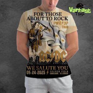 For Those About To Rock We Salute You ACDC PWR Up Tour 2025 Gold Foil Poster At Soldier Field In Chicago IL On May 24th 2025 All Over Print Shirt