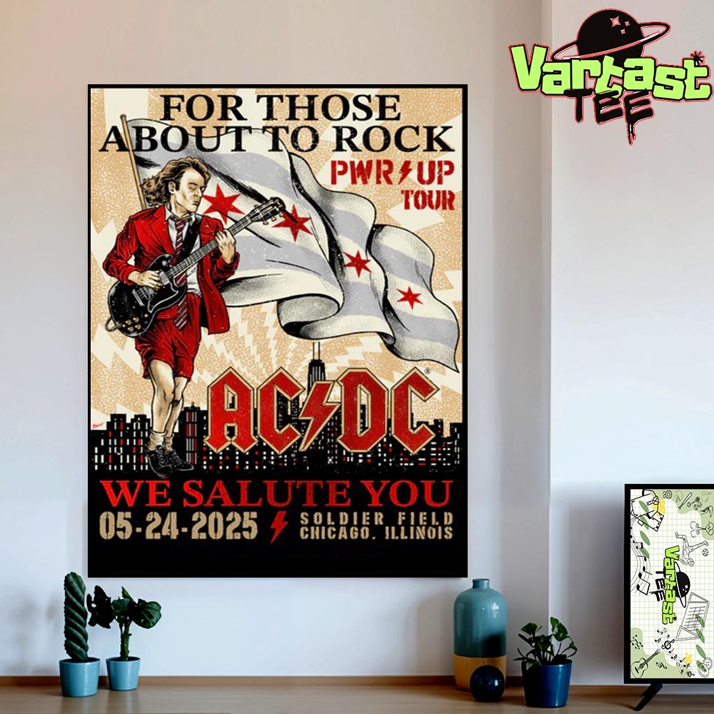For Those About To Rock We Salute You ACDC PWR Up Tour 2025 Red Foil Poster At Soldier Field In Chicago IL On May 24th 2025 Home Decor Poster Canvas For Those About To Rock We Salute You ACDC PWR Up Tour 2025 Red Foil Poster At Soldier Field In Chicago IL On May 24th 2025 Home Decor Poster Canvas