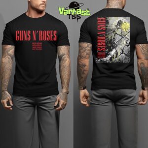 Guns N Roses World Tour 2025 Poster Show At Mohammed Abdu Arena Riyadh On May 23rd 2025 Two Sided Essential T-Shirt