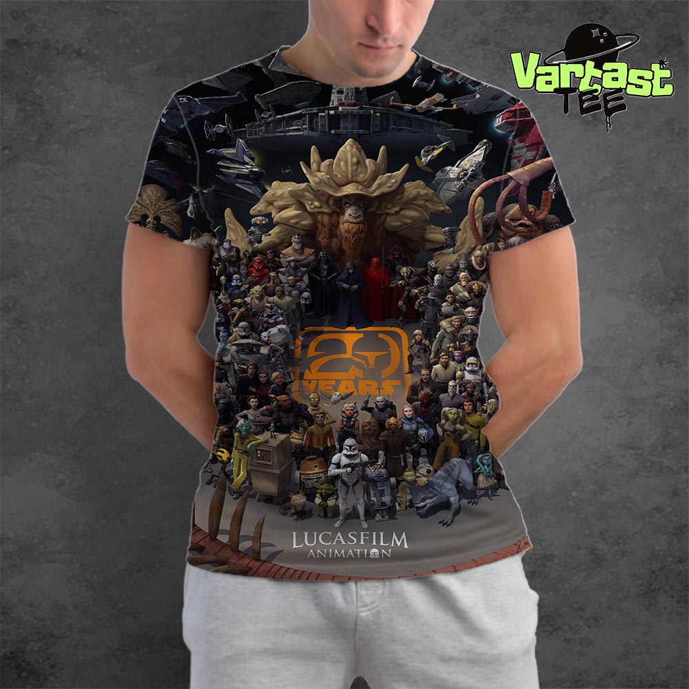 Lucasfilm Animation 20th Anniversary Official Poster All Over Print Shirt Lucasfilm Animation 20th Anniversary Official Poster All Over Print Shirt