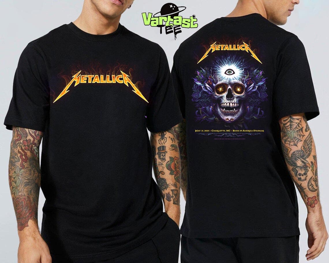 Metallica M72 Charlotte Tonight Poster In The Venue Charlotte 2025 At Bank Of America Stadium In Charlotte NC On May 31st 2025 Two Sided Classic T-Shirt Metallica M72 Charlotte Tonight Poster In The Venue Charlotte 2025 At Bank Of America Stadium In Charlotte NC On May 31st 2025 Two Sided Classic T-Shirt