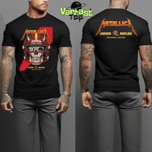 Metallica M72 Landover Pop-Up Shop Poster At Northwest Stadium In Landover Maryland US On May 28th 2025 Art By Ian Williams Two Sided Classic T-Shirt