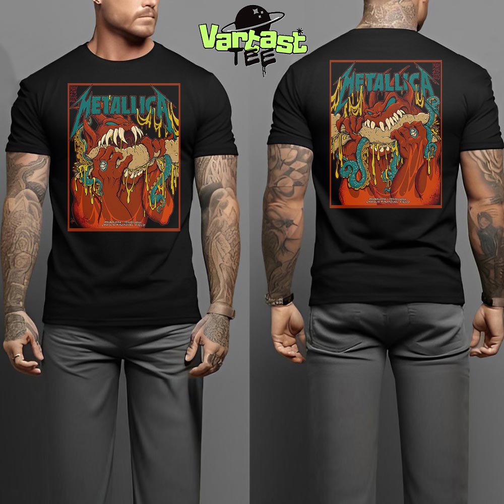 Metallica M72 Philly Philadelphia Combined The Venue Poster At Lincoln Financial Field Philadelphia PA On May 23-25 2025 Two Sided Essential T-Shirt Metallica M72 Philly Philadelphia Combined The Venue Poster At Lincoln Financial Field Philadelphia PA On May 23-25 2025 Two Sided Essential T-Shirt