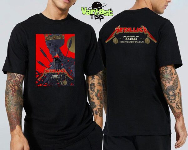 Metallica M72 Sonic Temple At Sonic Temple Festival Historic Crew Stadium Columbus OH On May 9th 2025 Tonight’s Show Poster Created By Vance Kelly Two Sided Essential T-Shirt