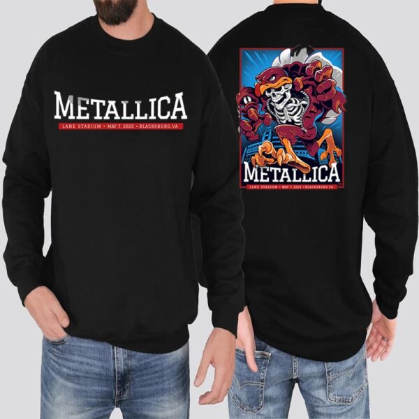 Metallica M72 Virginia Tech Tonight’s Poster At Lane Stadium Blacksburg VA On May 7th 2025 Two Sided Classic T-Shirt