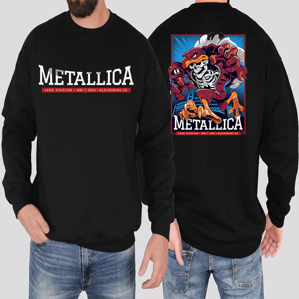 Metallica M72 Virginia Tech Tonight's Poster At Lane Stadium Blacksburg VA On May 7th 2025 Two Sided Classic T-Shirt Metallica M72 Virginia Tech Tonight's Poster At Lane Stadium Blacksburg VA On May 7th 2025 Two Sided Classic T-Shirt