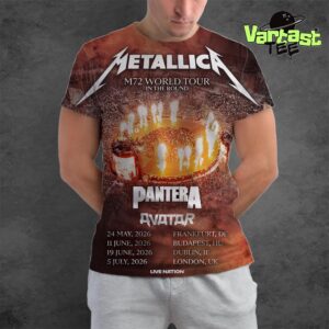 Metallica M72 World Tour 2026 In The Round Select Dates For M72 European-UK Tour With Special Guests Pantera And Avatar All Over Print Shirt