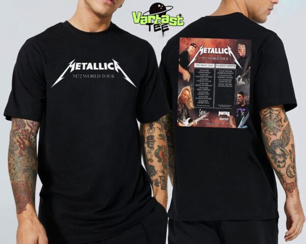 Metallica M72 World Tour Returns To Europe In 2026 16 Shows 9 Countries 4 No Repeat Weekends And 1 Unforgettable Tour Two Sided Essential T-Shirt