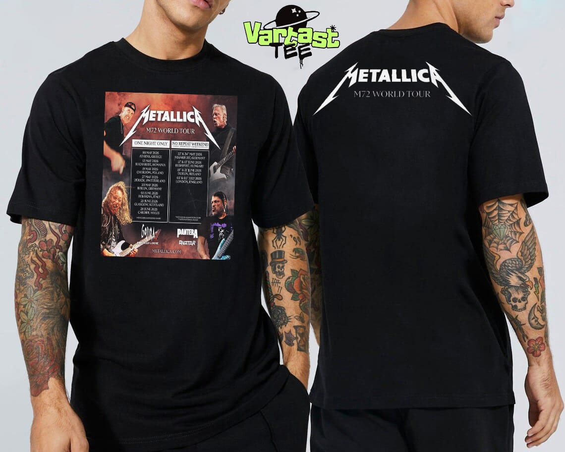 Metallica M72 World Tour Returns To Europe In 2026 16 Shows 9 Countries 4 No Repeat Weekends And 1 Unforgettable Tour Two Sided Unisex T-Shirt Metallica M72 World Tour Returns To Europe In 2026 16 Shows 9 Countries 4 No Repeat Weekends And 1 Unforgettable Tour Two Sided Unisex T-Shirt