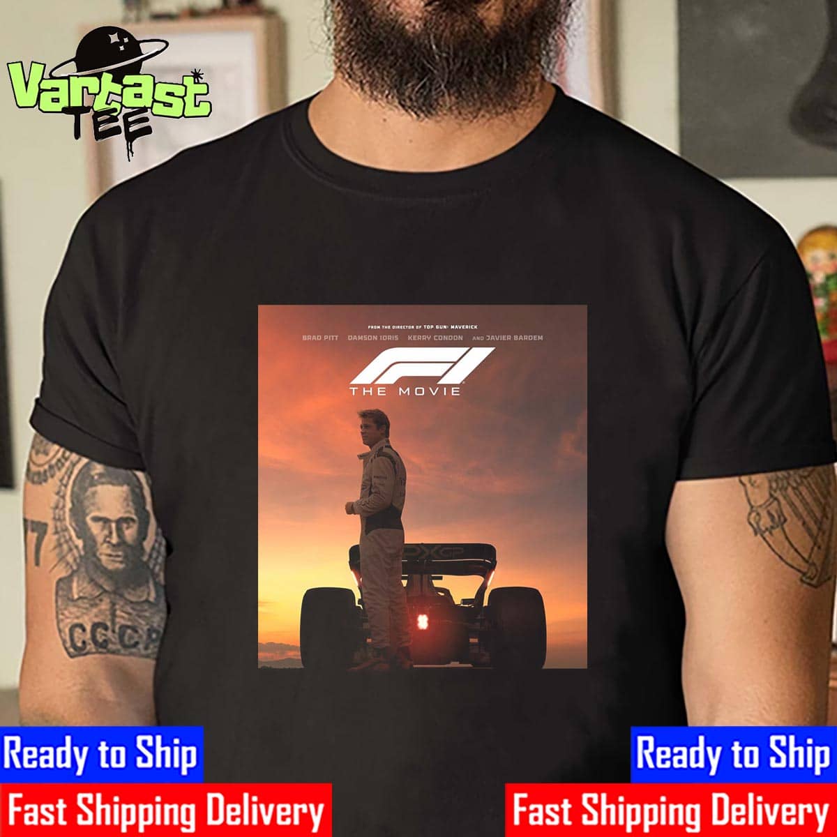 Official Poster F1 The Movie With Starring Brad Pitt Damson Idris Kerry Condon And Javier Bardem Only In Theaters June 27th 2025 Unisex T-Shirt Official Poster F1 The Movie With Starring Brad Pitt Damson Idris Kerry Condon And Javier Bardem Only In Theaters June 27th 2025 Unisex T-Shirt