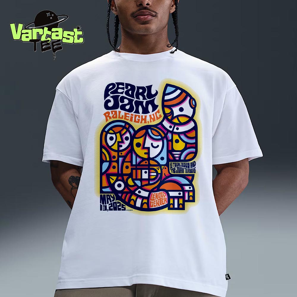 Pearl Jam World Tour 2025 Event Poster At Lenovo Center Raleigh NC On May 13th 2025 With Teen Jesus And The Jean Teasers Unisex T-Shirt Pearl Jam World Tour 2025 Event Poster At Lenovo Center Raleigh NC On May 13th 2025 With Teen Jesus And The Jean Teasers Unisex T-Shirt