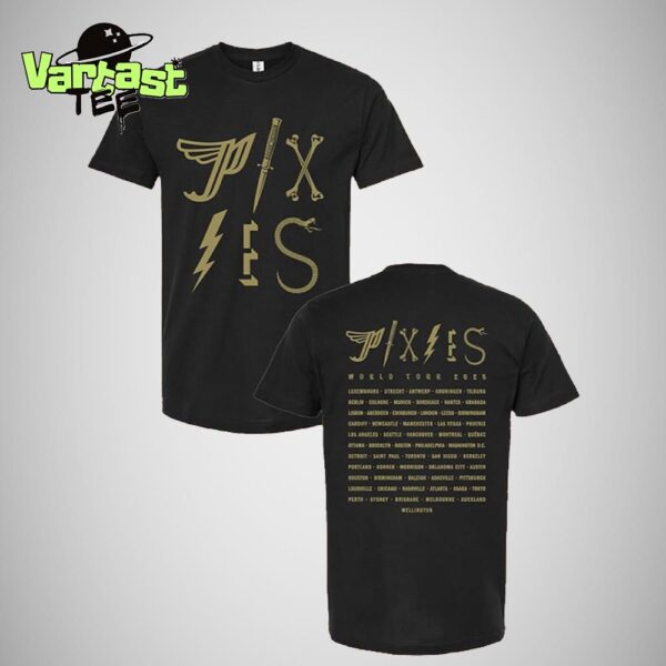 Pixies Glyphs Tee World Tour 2025 Cities List Two Sided Unisex T-Shirt