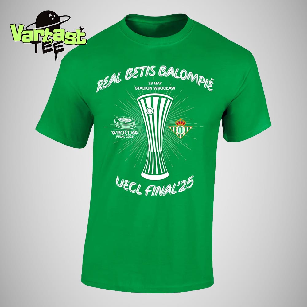 Real Betis Balompie UEFA Conference League UECL Wroclaw Final 2025 At Stadion Wroclaw On May 28th Essential T-Shirt Real Betis Balompie UEFA Conference League UECL Wroclaw Final 2025 At Stadion Wroclaw On May 28th Essential T-Shirt