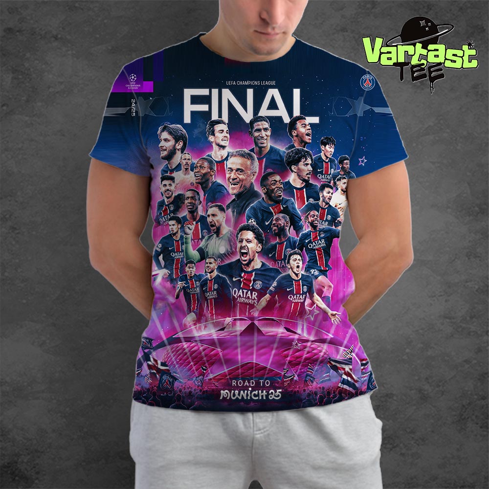 Road To Munich 25 PSG UEFA Champions League Final On May 31st 2025 All Over Print Shirt Road To Munich 25 PSG UEFA Champions League Final On May 31st 2025 All Over Print Shirt
