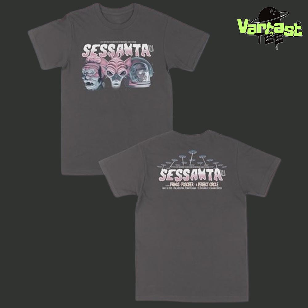 Sessanta V2.0 Featuring Primus Puscifer And A Perfect Circle At TD Pavilion At The Mann Center In Philadelphia PA On May 15th 2025 Two Sided Classic T-Shirt Sessanta V2.0 Featuring Primus Puscifer And A Perfect Circle At TD Pavilion At The Mann Center In Philadelphia PA On May 15th 2025 Two Sided Classic T-Shirt
