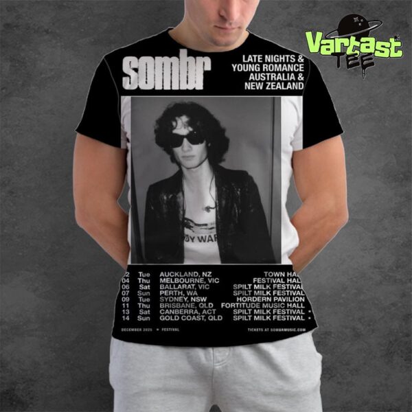 Sombr Late Nights And Young Romance Australia And New Zealand Dates List On December 2025 All Over Print Shirt