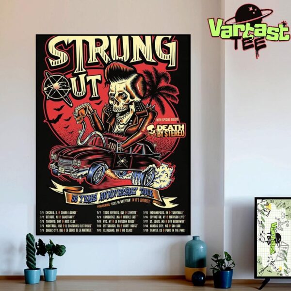 Strung Out 35 Years Anniversary Tour Performing Exile In Oblivion In Its Entirety With Death By Stereo Home Decor Wall Art Poster Canvas