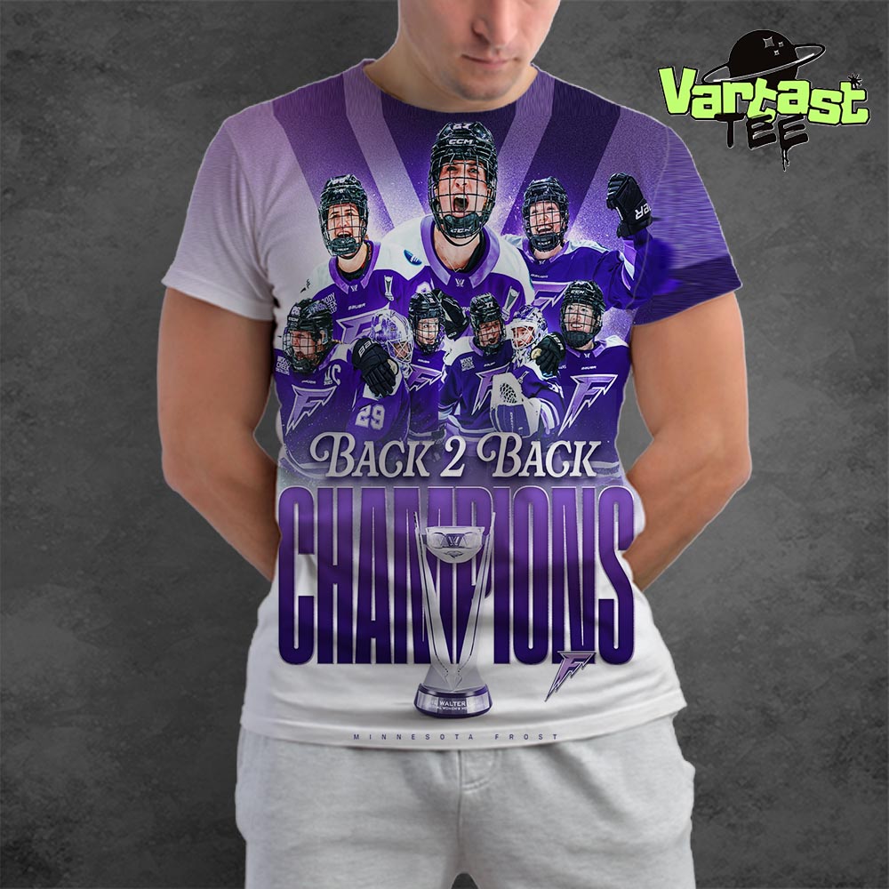The Minnesota Frost Back-To-Back PWHL Walter Cup Champions All Over Print Shirt The Minnesota Frost Back-To-Back PWHL Walter Cup Champions All Over Print Shirt
