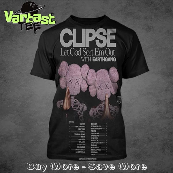 Clipse x KAWS Let God Sort Em Out With EarthGang Dates List For August And September 2025 All Over Print Shirt Clipse x KAWS Let God Sort Em Out With EarthGang Dates List For August And September 2025 All Over Print Shirt
