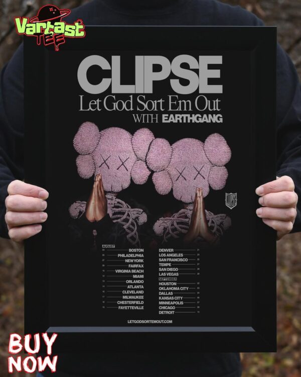 Clipse x KAWS Let God Sort Em Out With EarthGang Dates List For August And September 2025 Home Decor Poster Canvas