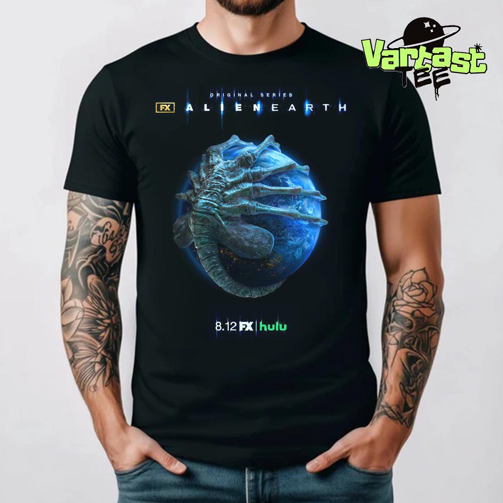 FX Original Series Alien Earth 2025 Official Poster Premiering August 12th On Hulu Unisex T-Shirt FX Original Series Alien Earth 2025 Official Poster Premiering August 12th On Hulu Unisex T-Shirt