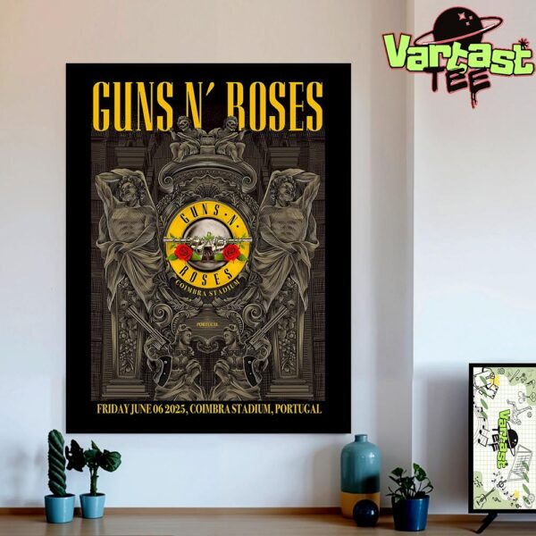 Guns N Roses Live Show Poster Summer 2025 World Tour At Coimbra Stadium In Portugal On June 6th 2025 Home Decor Poster Canvas