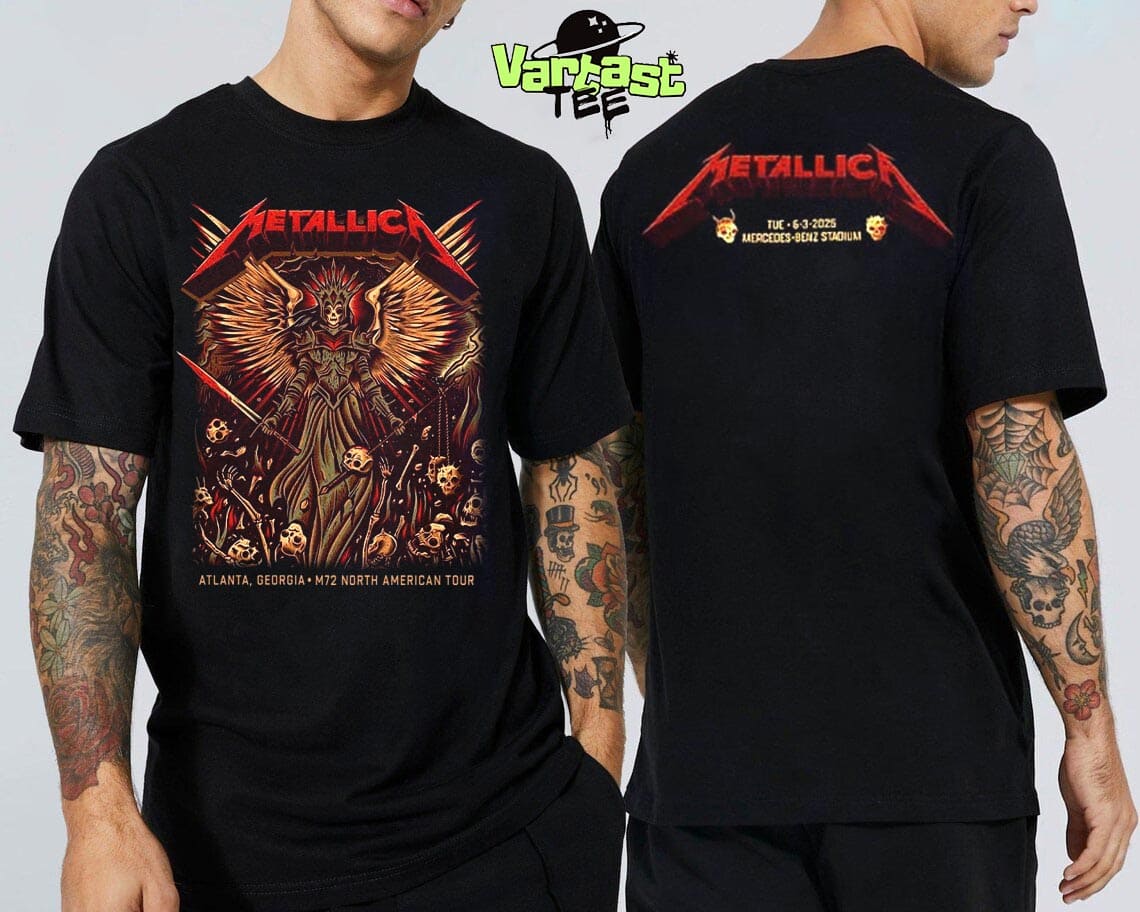 Metallica M72 Atlanta World Tour The Venue 2025 Poster At Mercedes-Benz Stadium In Atlanta GA On June 3rd 2025 Two Sides Essential T-Shirt Metallica M72 Atlanta World Tour The Venue 2025 Poster At Mercedes-Benz Stadium In Atlanta GA On June 3rd 2025 Two Sides Essential T-Shirt