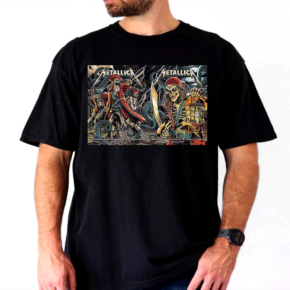 Metallica M72 Tampa World Tour 2025 Two Night Combined Poster The Venue At Raymond James Stadium In Tampa FL On June 6-8 2025 Essential T-Shirt Metallica M72 Tampa World Tour 2025 Two Night Combined Poster The Venue At Raymond James Stadium In Tampa FL On June 6-8 2025 Essential T-Shirt