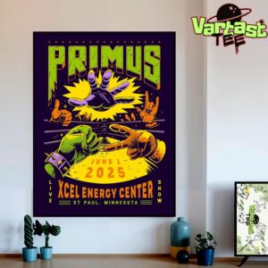 Primus Tonights Live Show Poster At Xcel Energy Center In St Paul MN On June 1st 2025 Home Decor Poster Canvas